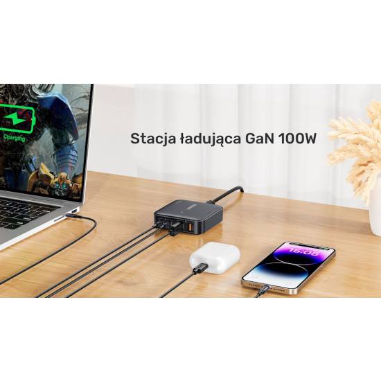 Ładowarka sieciowa GaN USB-A x2, USB-C x2 PD 100W Unitek P1229ABK01-EU czarna