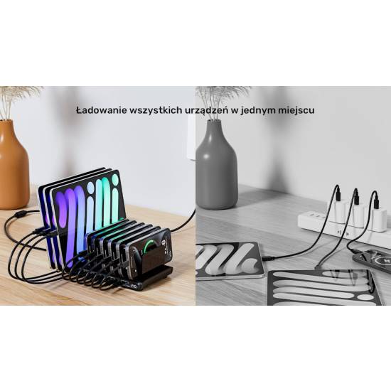 Stacja ładująca 10x USB-A USB-C 240W Unitek P1230CBK01-EU