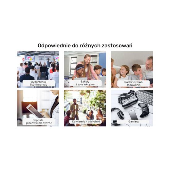 Stacja ładująca 10x USB-A USB-C 240W Unitek P1230CBK01-EU