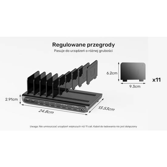 Stacja ładująca 10x USB-A USB-C 240W Unitek P1230CBK01-EU