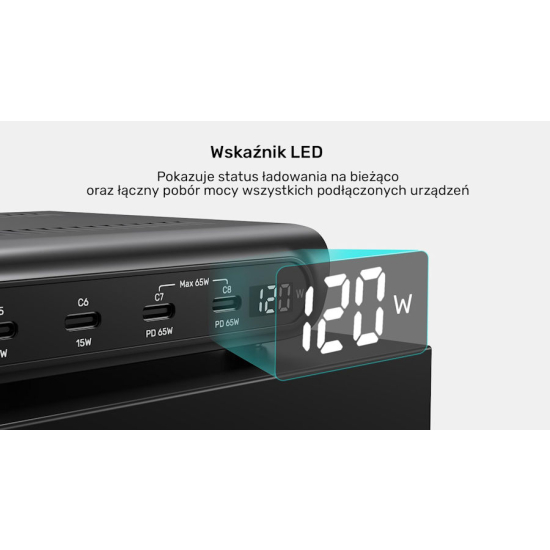 Stacja ładująca 10x USB-A USB-C 120W Smart IC PD3.0 Unitek P1230EBK01-EU