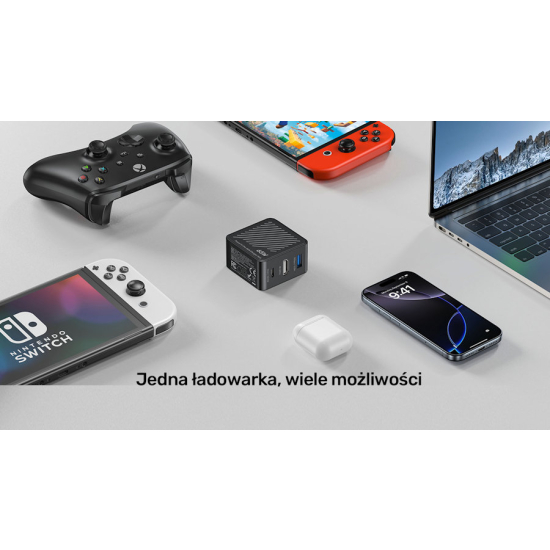 Ładowarka sieciowa GaN podróżna z hubem 65W USB-A USB-C HDMI 4K@60Hz Unitek P1242ABK01