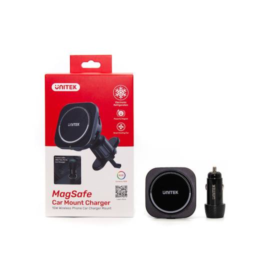 Ładowarka samochodowa UCB-A USB-C 38W uchwyt MagSafe Unitek P1403A