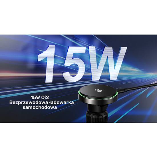 Ładowarka samochodowa USB-C magnetyczna 38W Qi2 MagSafe Unitek P1404ABK01