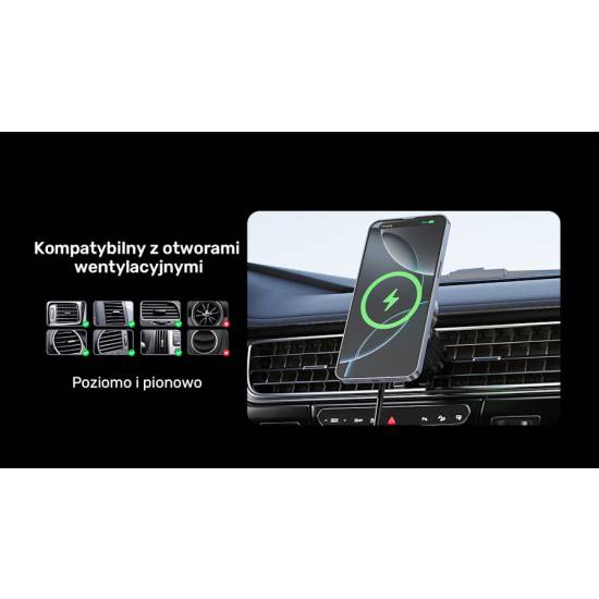 Ładowarka samochodowa USB-C magnetyczna 38W Qi2 MagSafe Unitek P1404ABK01
