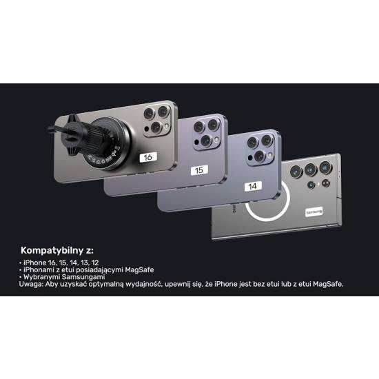 Ładowarka samochodowa USB-C magnetyczna 38W Qi2 MagSafe Unitek P1404ABK01