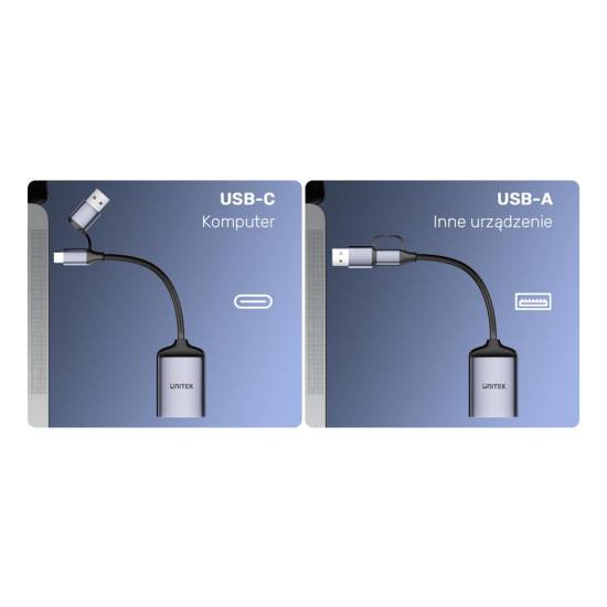 Czytnik kart SD/microSD USB-A/USB-C 5Gbps Unitek R1018E01