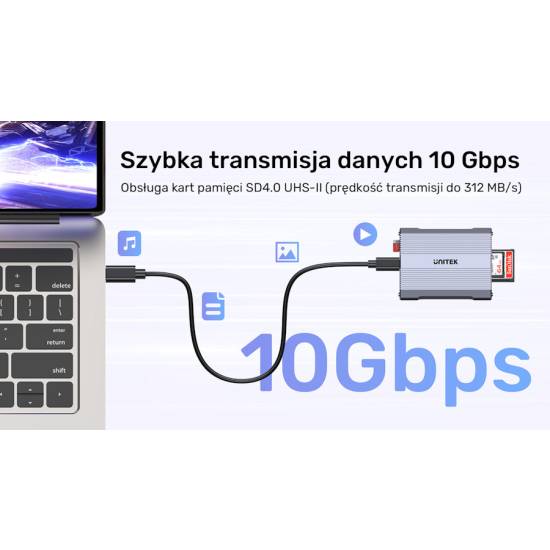 Czytnik kart SD/microSD/CF Express USB-C 10Gbps + hub USB-A x1 Unitek R1022C01