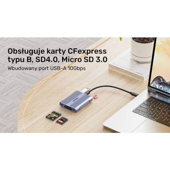 Czytnik kart SD/microSD/CF Express USB-C 10Gbps + hub USB-A x1 Unitek R1022C01