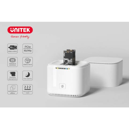 Stacja dokująca USB C dyski 2x M.2 PCIe/NVMe Unitek S1207A