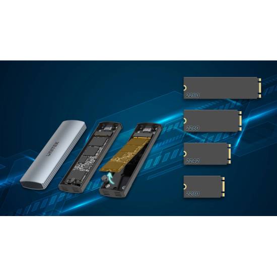 Obudowa SSD M.2 PCIe/NVMe/SATA USB C 10Gbps Unitek S1230A