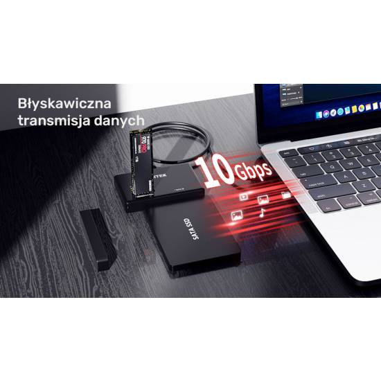 Konwerter USB-C -> SATA III 2,5/3,5'' dyski M.2 Unitek S1232A01-EU zasilacz
