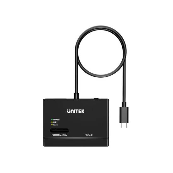 Konwerter USB-C -> SATA III 2,5/3,5'' dyski M.2 Unitek S1232A01-EU zasilacz