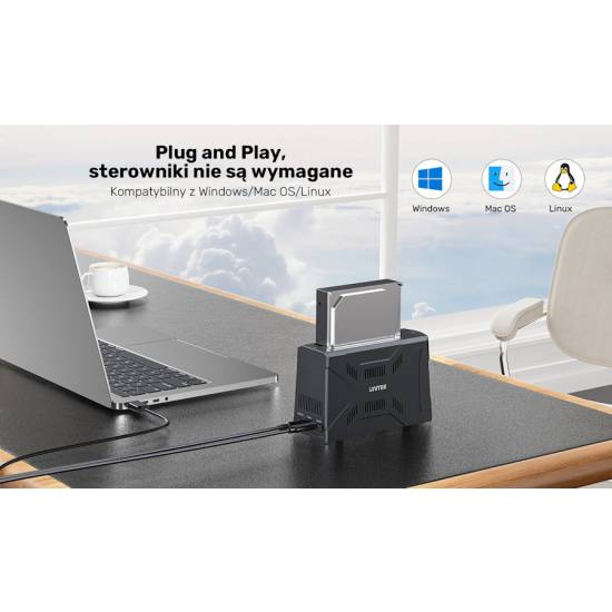 Stacja dokująca USB-C dyski 1x M.2 PCIe/NVMe 1x SATA Unitek S1234B01-EU