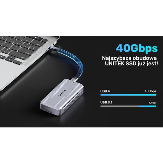 Obudowa SSD M.2 NVMe 40Gbps USB4 aktywne chłodzenie Unitek S1242AGY01-EU