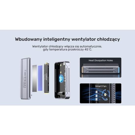 Obudowa SSD M.2 NVMe 40Gbps USB4 aktywne chłodzenie Unitek S1242AGY01-EU