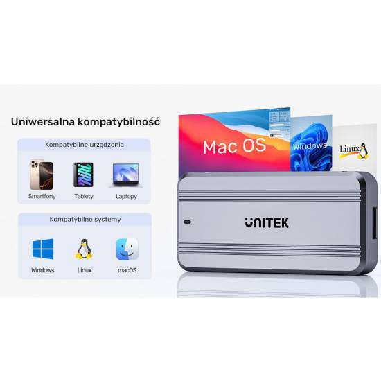 Obudowa SSD M.2 NVMe 40Gbps USB4 aktywne chłodzenie Unitek S1242AGY01-EU
