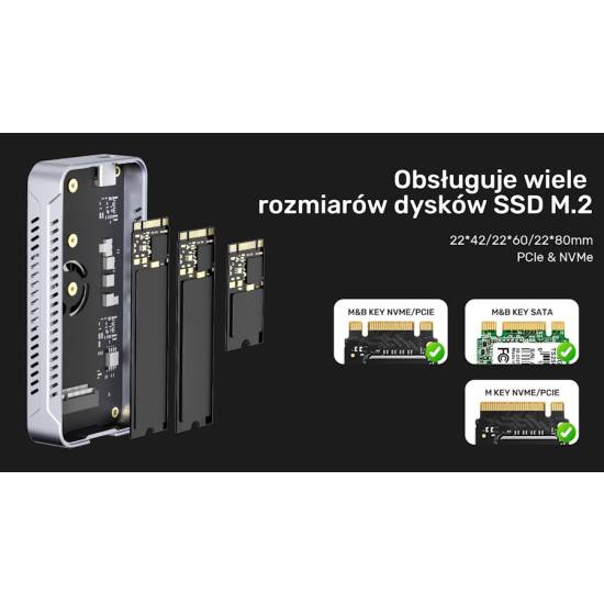 Obudowa SSD M.2 NVMe 40Gbps USB4 aktywne chłodzenie Unitek S1242AGY01-EU