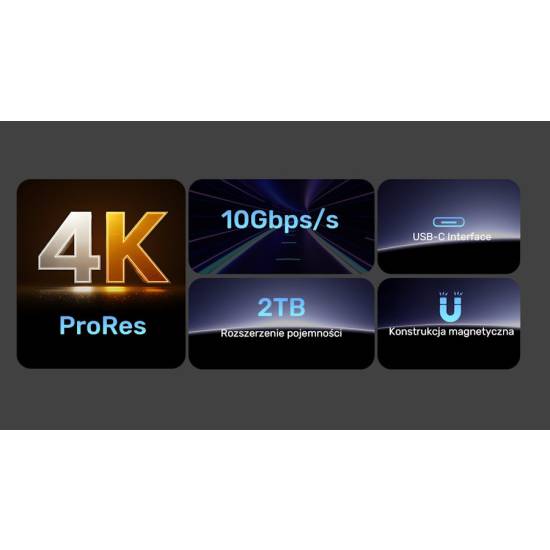 Obudowa SSD M.2 NVMe/SATA 2230 10Gbps USB-C magnetyczna Unitek S1244AGY01
