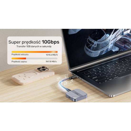 Obudowa SSD M.2 NVMe/SATA 2230 10Gbps USB-C magnetyczna Unitek S1244AGY01