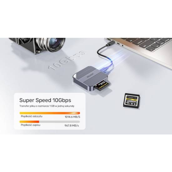 Czytnik kart CF Express Typ-B USB-C 10Gbps magnetyczny Unitek S1244BGY01
