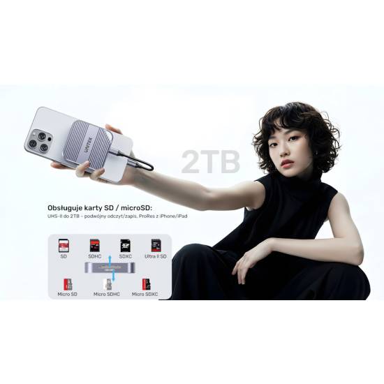Czytnik kart SD micro SD USB-C HDMI audio PD 100W magnetyczny Unitek S1244CGY01