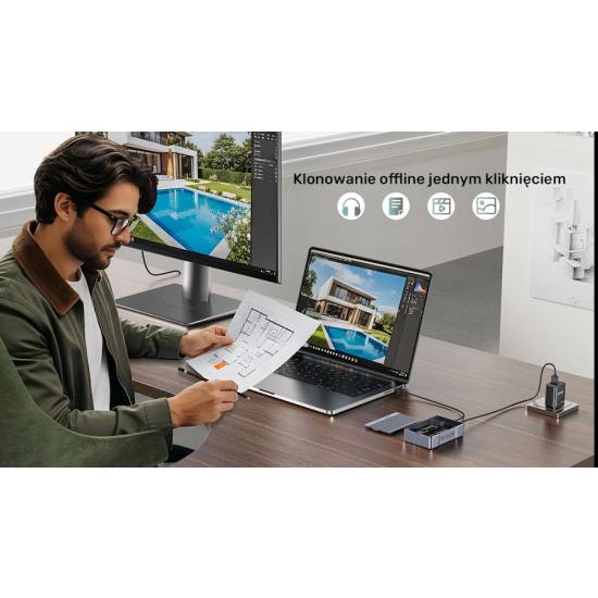 Obudowa SSD 2x M.2 PCIe/NVMe/SATA RAID 20Gbps Unitek S1247AGY01 klonowanie