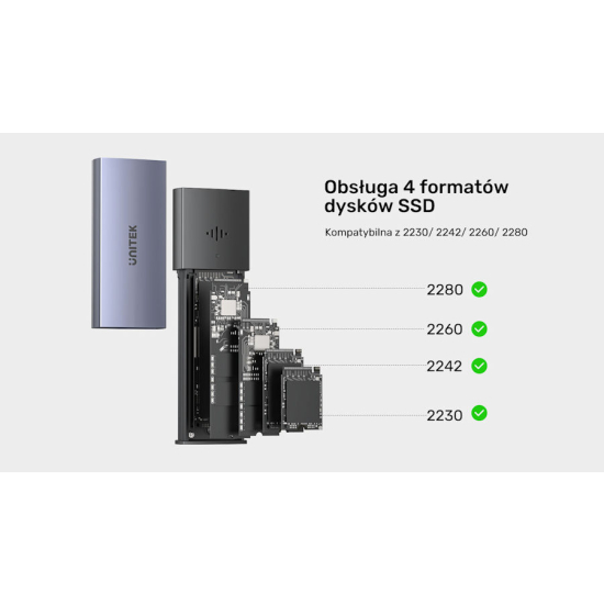 Obudowa SSD 2x M.2 PCIe/NVMe 20 Gbps Unitek S1251AGY01 z funkcją lokalizacji