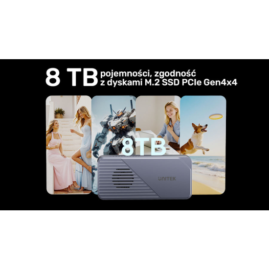 Obudowa SSD M.2 NVMe 80Gbps USC-C aktywne chłodzenie Unitek S1253BGY01