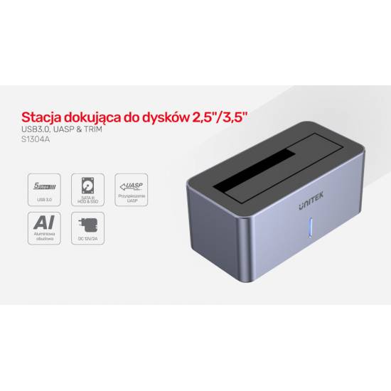 Stacja dokująca USB 3.1 UASP i TRIM Unitek S1304A