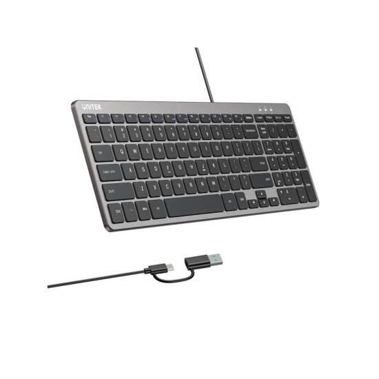 Klawiatura SlimTap biurowa USB-A/C Unitek T053AGY01-US