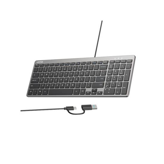 Klawiatura SlimTap biurowa USB-A/C Unitek T053AGY01-US
