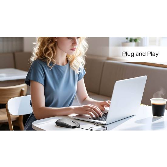 Mysz przewodowa USB optyczna biurowa SlimTrack 1600 DPI Unitek T060BGY01