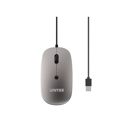 Mysz przewodowa USB optyczna biurowa SlimTrack 1600 DPI Unitek T060BGY01