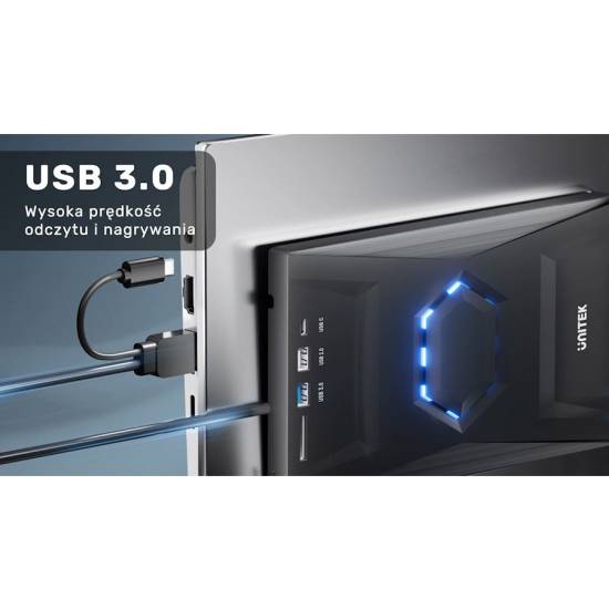 Nagrywarka CD/DVD USB 3.0 hub USB-A/USB-C czytnik kart SD/microSD Unitek T1037A01