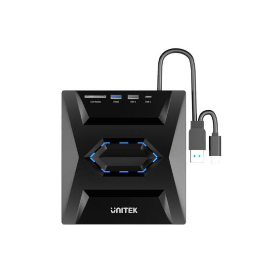 Nagrywarka CD/DVD USB 3.0 hub USB-A/USB-C czytnik kart SD/microSD Unitek T1037A01