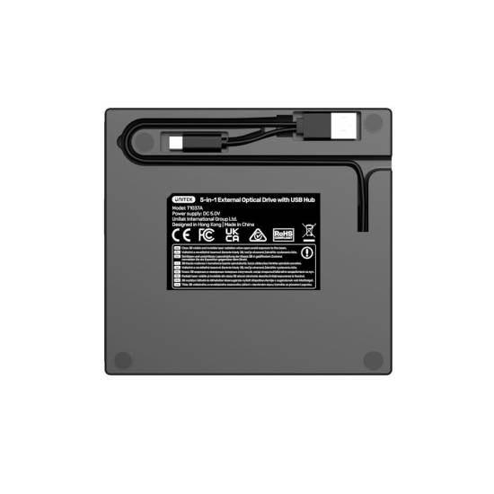 Nagrywarka CD/DVD USB 3.0 hub USB-A/USB-C czytnik kart SD/microSD Unitek T1037A01