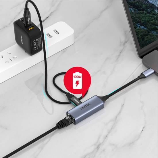 Karta sieciowa USB C -> RJ45 1Gbps PD 100W Unitek U1323A