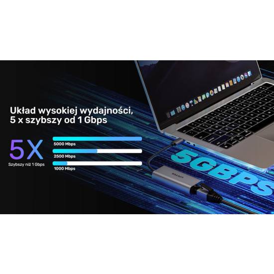 Adapter USB C -> RJ45 5Gbps Unitek U1343AGY01