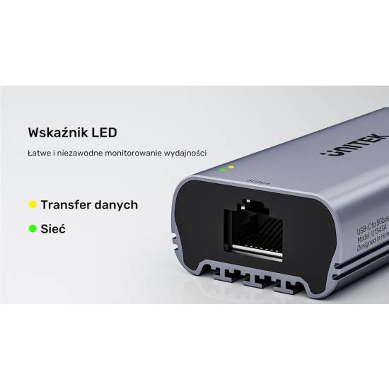 Adapter USB C -> RJ45 5Gbps Unitek U1343AGY01