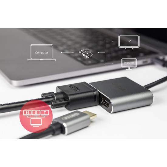 Adapter USB-C -> HDMI 4K@60Hz + VGA FHD Unitek V1126A