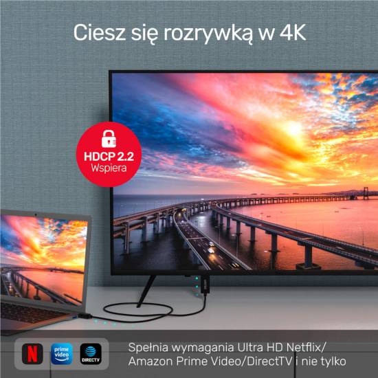 Kabel mini DisplayPort -> HDMI 2,0m 4K 30Hz Unitek V1152A