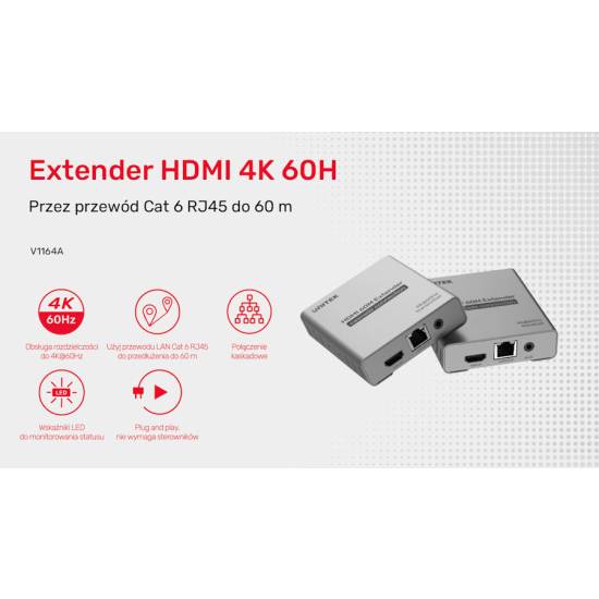 Przedłużacz wideo HDMI 2.0 4K 60m Unitek V1164A