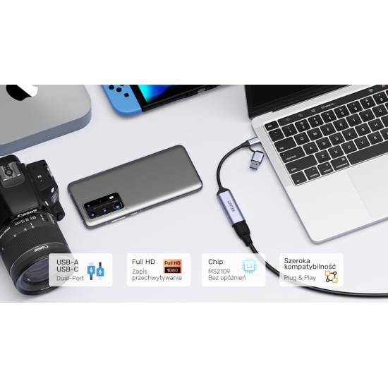 Wideo grabber 4K HDMI 1.4b USB Typ C / USB A, Unitek V1167A