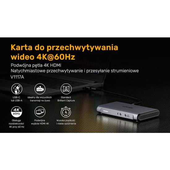 Karta przechwytująca video HDMI x2 4K@60Hz Unitek V1177AGY01