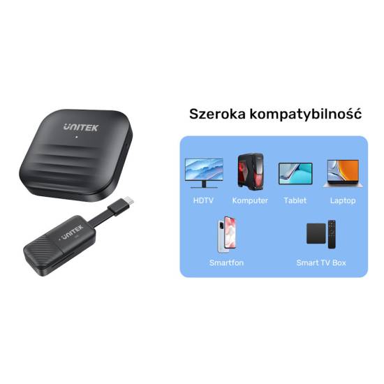 Zestaw bezprzewodowy nadajnik i odbiornik HDMI 50m 1080p 60Hz Unitek V1184A01czarny