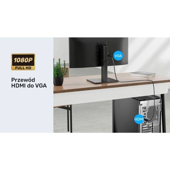 Kabel HDMI -> VGA FullHD 1080p 60Hz 2m Unitek V1185A01