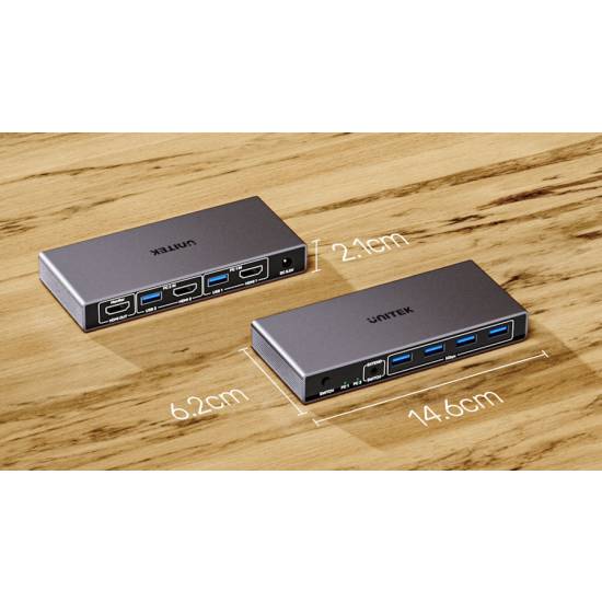 Przełącznik KVM HDMI 2.0 x2 USB 3.0 x4 Unitek V1309AGY01-EU