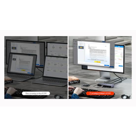 Przełącznik KVM DP 1.4 x2 USB 3.0 x4 Unitek V1310AGY01-EU