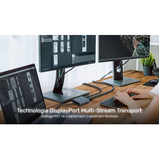 Adapter USB-C -> 2x DisplayPort 1.4 8K@60Hz Unitek V1404A